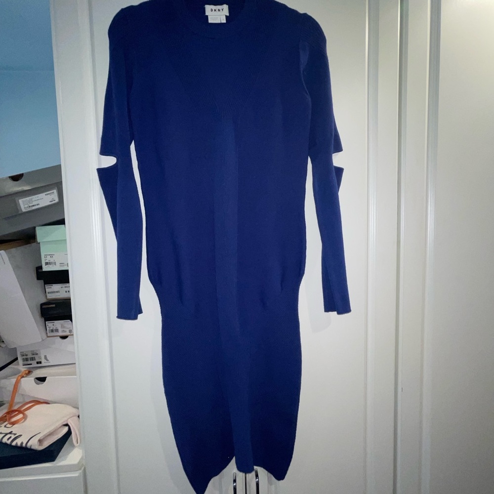 DKNY blue knit sweater dress size medium